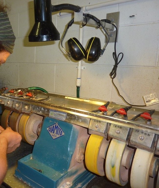 One of our 6 wheel lapidary machines.